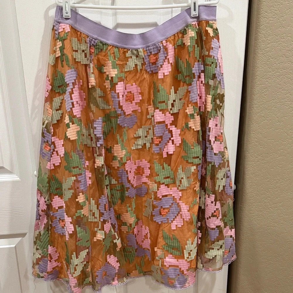 Anthropology Maeve Embroidered Women's Skirt size XL